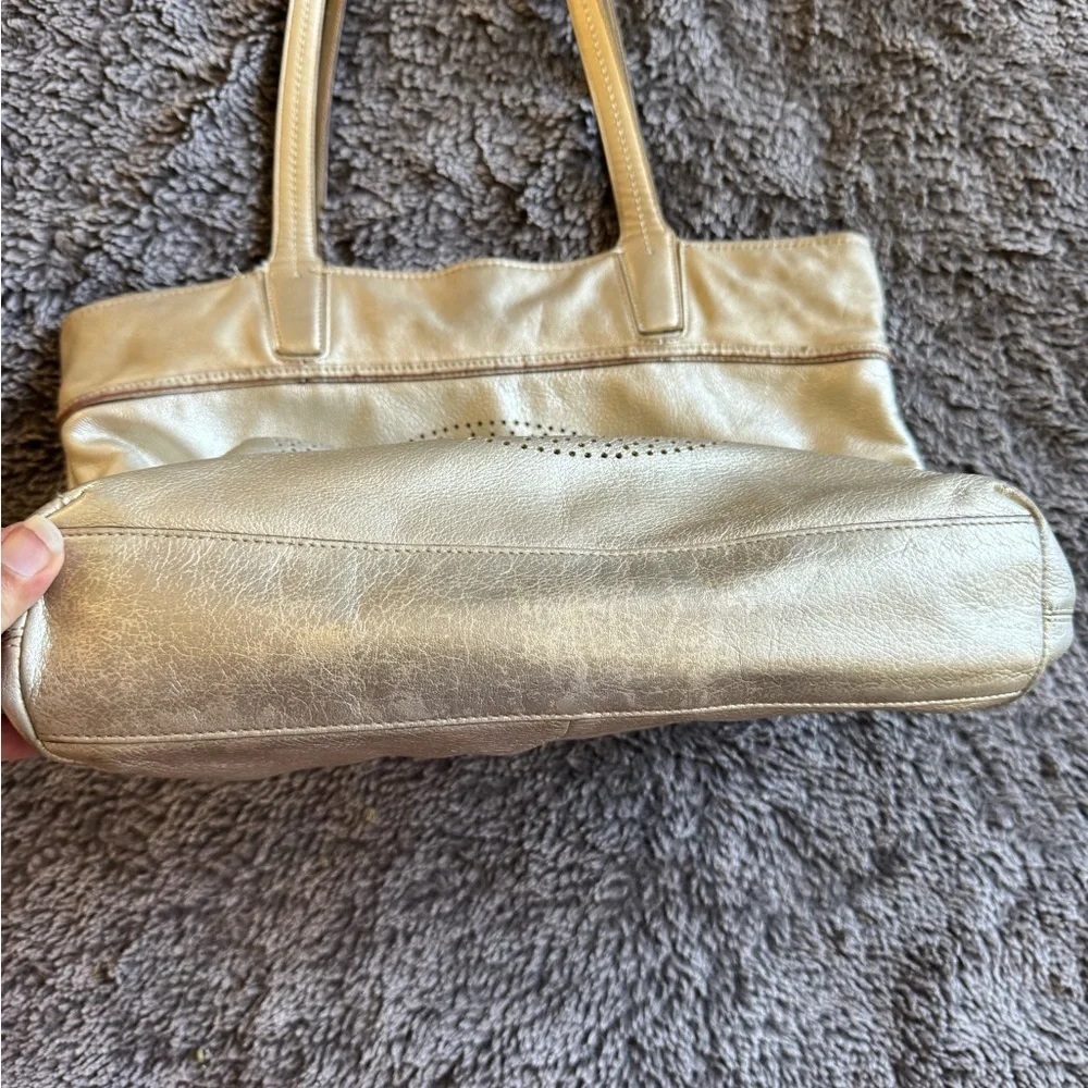 COACH Audrey Gold Perforated Leather Tote